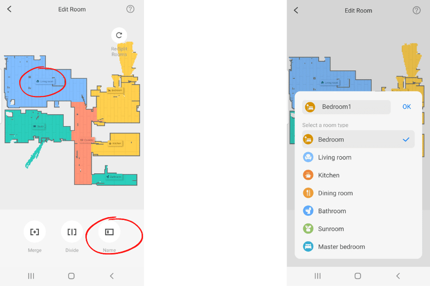 Räume werden in der Roborock S7 MaxV Ultra App benannt und mit Symbolen versehen